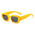 Cyberpunk square sunglasses in yellow frame with wavy texture and dark lenses - Yellow Frame Grey Lens