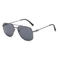 Gafas de sol de aviador para hombre con doble puente de metal y lentes gris oscuro - Montura Gris Lente Gris
