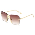 Chic rimless oversized sunglasses with brown gradient lenses and gold metal A-shaped bridge - Gold Frame Gradient Tea