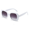 Chic oversized square sunglasses with white frames, golden rivets and gradient grey lenses - White Frame Gray Lens