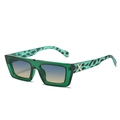 Occhiali da sole squadrati verdi con lenti sfumate e aste con motivo maculato leopardato - Montatura Verde Lenti Verde Giallo