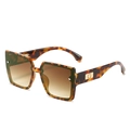Occhiali da sole squadrati oversize con montura leopardata classica e lenti sfumate tè - Montatura Leopardata Lenti Marroni Sfumate