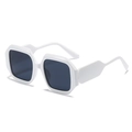 Chic oversized white geometric sunglasses with dark lenses in a trendy square frame style - White Frame Gray Lens