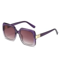 Fashionable oversized square sunglasses with purple gradient frame and golden metal hinge - Gradient Purple Frame Purple Lens