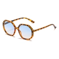 Occhiali da sole ottagonali retrò tartarugati con lenti sfumate blu per uomo e donna - Montatura Leopardata Lente Blu