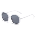 Modern white octagonal geometric sunglasses with dark lenses for men and women - White Frame Gray Lens