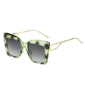 Occhiali da sole Y2K oversize con montatura marmorizzata verde e stanghette dorate - Montatura Marmo Verde Lente Grigia Sfumata