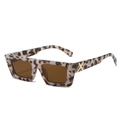 Retro square tortoiseshell sunglasses with brown lenses and golden X detail on the frame - Grey Tortoise Frame Full Tea Lens