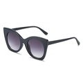 Oversized cat eye sunglasses with black glossy frames and gradient grey lenses for women - Solid Blue Frame Gradient Grey Lens