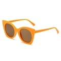 Chic cat eye sunglasses in bright orange gloss finish with brown lenses for women - Orange Frame Solid Tea Lens