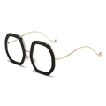 Montatura ottica esagonale oversize nero glitter con stanghette dorate - Montatura Nera