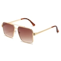 Gold double-bridge square sunglasses with brown gradient lenses and metal frame - Gold Frame Gradient Tea