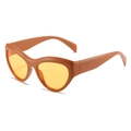 Occhiali da sole sportivi steampunk con montatura cat-eye arancione opaco e lenti gialle - Montatura Tè Opaco Lenti Arancioni
