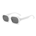 Modern white hexagonal sunglasses with dark grey lenses and retro chunky frames - Regular / Standard (Incl. 13% VAT Invoice) White Frame Full Gray Lenses