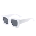 Retro white thick frame cat eye sunglasses with dark gray lenses and wide temples - Regular / Standard (Incl. 13% VAT Invoice) White Frame Full Gray Lenses