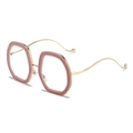 Eleganti occhiali in metallo dorato con finitura glitter rosa e lenti anti luce blu - Montatura Rosa Crema
