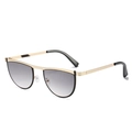 Fashionable geometric irregular sunglasses with gold metal semi-rim and grey gradient lenses - Gold Frame Gradient Grey