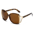 Occhiali da sole oversize tartarugati con dettagli in metallo dorato e lenti marroni - Regolare / Montatura Leopardata / Lenti Tè