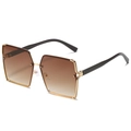 Square gold metal sunglasses featuring gradient brown lenses and textured black temples - Gold Frame Gradient Tea Lens