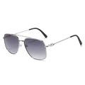 Gafas de sol aviador de metal plateado con lentes grises degradadas y doble puente - Montura Plateada Lente Gris Degradado