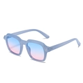 Oversized retro square sunglasses with light blue frame and blue-pink gradient lenses - Blue Frame Blue Pink Lens