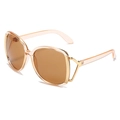 Occhiali da sole oversize con montatura rosa traslucida e lenti marroni alla moda - Regolare / Montatura Champagne / Lenti Tè