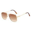 Gafas de sol aviador doradas con lentes degradadas marrones y puntas de carey - Marco Dorado Té Degradado