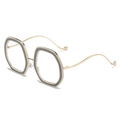 Oversized hexagonal glasses in gold metal with grey glitter trim and teardrop temple tips - Grey Frame