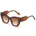 Cat eye sunglasses with tortoiseshell leopard print frame and gradient brown lenses - Leopard Frame Gradient Brown Lens