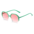Octagonal sunglasses with light green frames and pink-orange gradient lenses - Green Transparent Frame Gradient Pink Lens