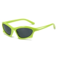 Neon green futuristic geometric sunglasses with dark grey lenses and cat eye shape - Regular / Green Frame Grey Lens