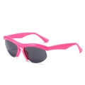 Gafas de sol deportivas rosa chicle con montura de media montura y lentes grises - Marco Rosa Rojo Lentes Grises