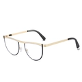 Geometric cat-eye sunglasses with gold metal frame and black accents for women - Gold Frame Clear Lens