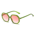 Polygonal sunglasses with a green transparent frame and pink gradient lenses - Transparent Green Frame Gradient Pink Lenses