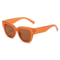 Translucent orange square cat-eye sunglasses with dark brown lenses for women - Regular / Tea Frame Tea Lens