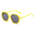 Octagon sunglasses with bright yellow frame and dark grey lenses for street style - Yellow Frame Grey Lens