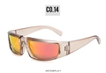 45-degree angle view of brown wrap-around sports sunglasses with orange mirrored lenses - Grey Frame Red Coating