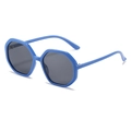Octagon frame sunglasses in blue finish with dark grey lenses for fashion street style - Blue Frame Grey Lens
