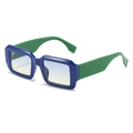 Occhiali da sole quadrati blu e verdi con lenti gialle sfumate in stile color block - Montatura Blu Lente Blu Gialla