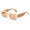Lunettes de soleil carrées blanc crème et marron caramel avec verres marron clair - Standard / Monture rose classique et verres rose clair