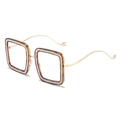 Square tortoiseshell glasses frames with sparkling silver glitter and gold wavy temples - Leopard Frame
