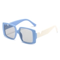 Gafas de sol cuadradas oversize en azul cielo y blanco crema con lentes grises - Montura Bloque Azul Blanco Lente Gris