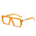 Fashionable square orange translucent oversized sunglasses with gold metal temples - Orange Frame Transparent Lens