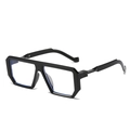 Fashionable oversized black geometric square sunglasses with bold hexagonal frames - Black Frame Clear Lens