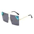 Fashion oversized square rimless sunglasses for women with crystal rhinestone accents - All Grey