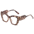 Fashion cat eye sunglasses with tortoise shell leopard pattern and wide temples - Grey Mottle Frame White Lens