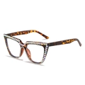 Occhiali da sole cat-eye montatura tartarugata con strass lucidi e lenti trasparenti - Montatura Leopardata