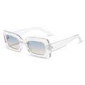 Retro vierkante zonnebril met transparant montuur en blauw-gele gradiëntglazen - Transparant Frame Groene Thee Lenzen