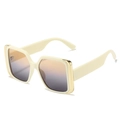 Chic cream square sunglasses with gold metal trim and gradient lenses for women - New Style / Standard (Incl. 13% VAT) Off-White Frame Yellow-Grey Lenses