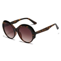 Vintage-Sonnenbrille mit runden Gläsern in Schildpatt-Optik und braunem Verlauf - Leopard-Rahmen Braune Verlaufsgläser